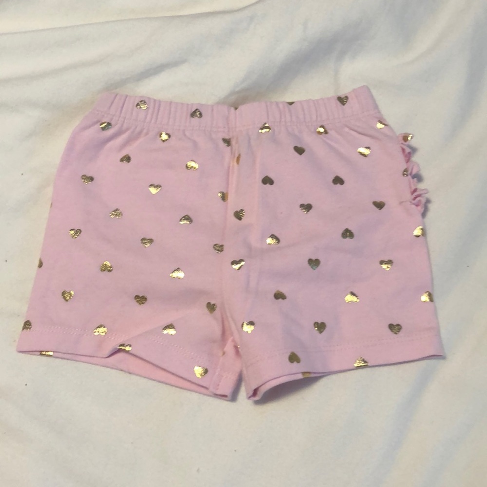 Cute pink and gold hearts shorts with ruffles